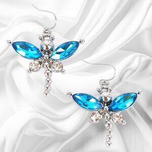 Crystal Blue Dragonfly Earring ~ NWT